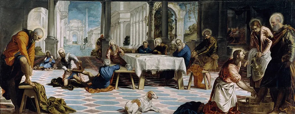 Christ Washing the Disciples Feet in Detail Tintoretto